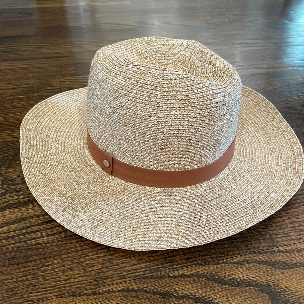 NWT NORDSTROM Adjustable One Size Tan Beige Woven Sun Hat - Picture 2 of 6